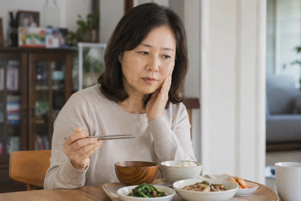 어금니 영구치 결손 진단과 치료 선택을 설명하는 치과 상담 사진